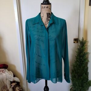 BCBGeneration Teal Chiffon Blouse